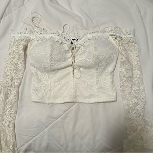 White Lace Crop Top
